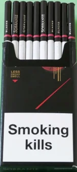 Сигареты "Sobranie" less smoke smell (Собрание слимс черное). (duty free.) Цена за блок (10 пачек) 0